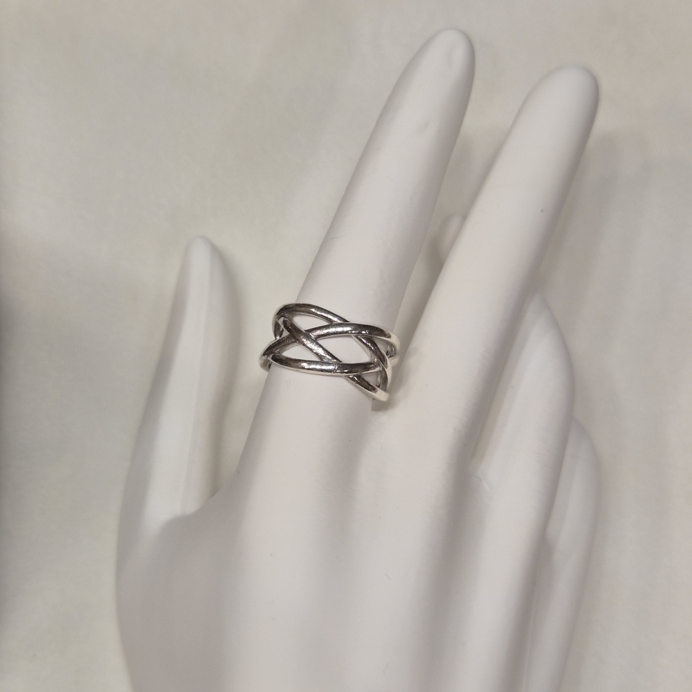 925 Sterling Silver Multi-Strand Criss Cross Woven Statement Ring - Size 9